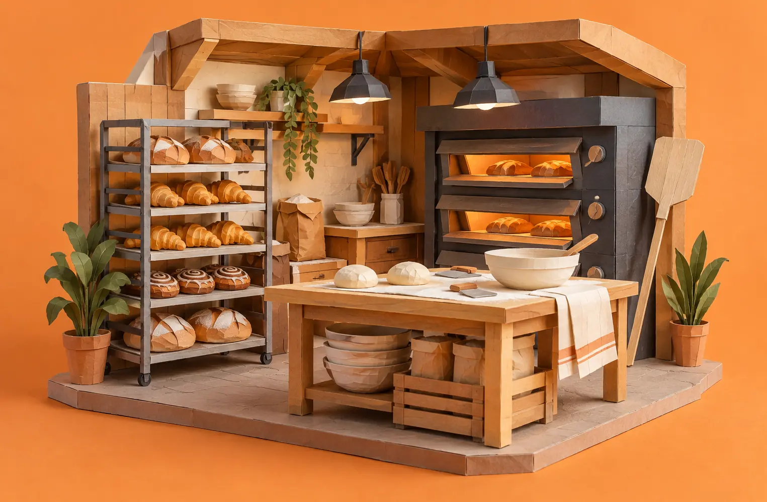 Illustration of bakeries and their working space